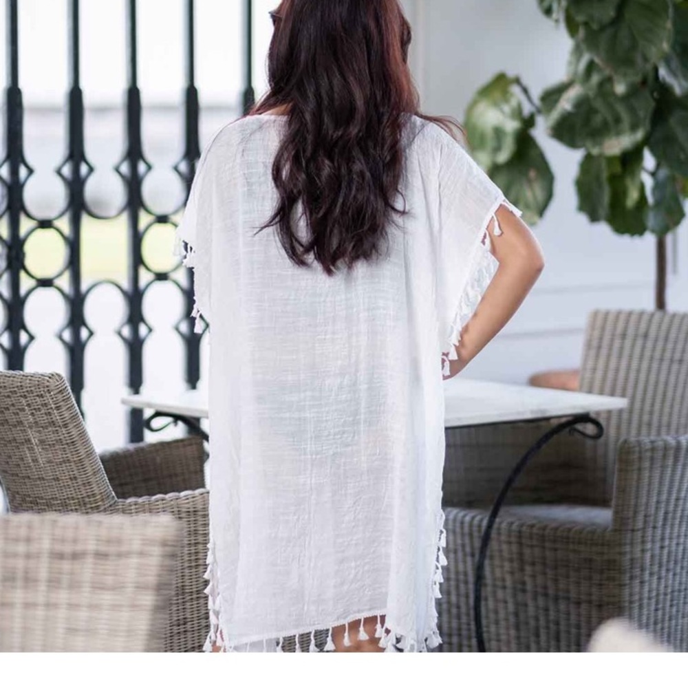 WHITE LINEN SWIM COVER-UP - Picture 2 of 5